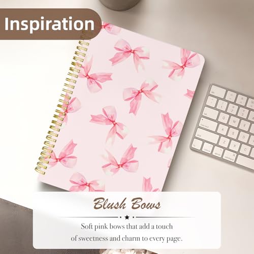 Cute Spiral Notebook Lined Journal B5 Note Book with Pocket, Bowtie - color: Big Bow