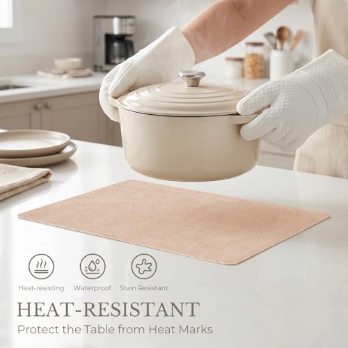 Romanstile Faux Leather Vinyl Placemats Set of 6, Pink - color: Pink