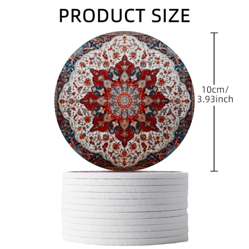 Trillionn 12 Pack Felt Cup Coasters for Drink, Absorbent Coasters for Coffee, Ethnic Pattern Design - color: Ethnic