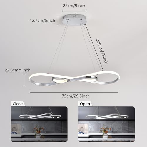 Modern LED Chandelier Pendant Light - color: Electroplated Chrome, size: 29.53in