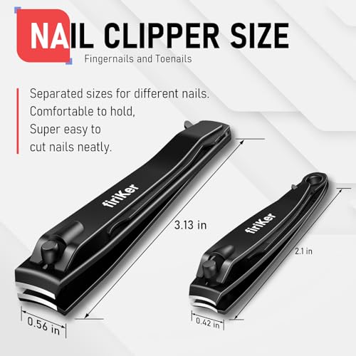 firiKer Nail Clippers with Nail File,Fingernail Clipper,Toe Nail Clippers - color: Black
