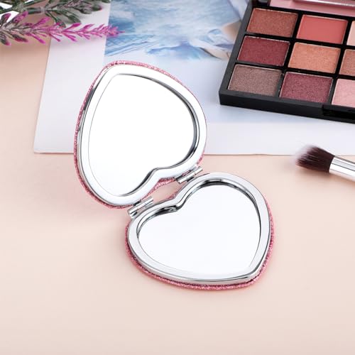 Mabor Heart Compact Mirror Magnifying, Double Sided Glitter Makeup Mirror