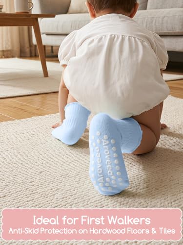 Aroveea Toddler Socks Non Slip Grip Baby Girls Kids Ankle Cute 12 Pack - color: Multitones Ruffle, size: 1-3T