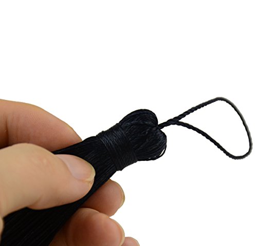 20Pcs 4.3 Inch Silky Mini Craft Tassels for Earrings, Souvenir(Black) - color: Black