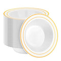 BESTSTAR 100 Pack Disposable Soup Bowls with Gold Rim - color: Gold, size: 100 pack