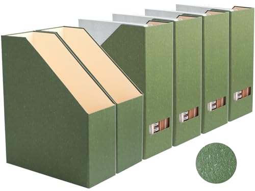 Magazine Holder - File Holder and Desk Organizer, Cardboard Book Organizer and Storage Box for Documents, Magazine Holder Rack for Office, Home and Classroom (Leaf Green, 6-Pack) - color: Leaf Green, 6-Pack