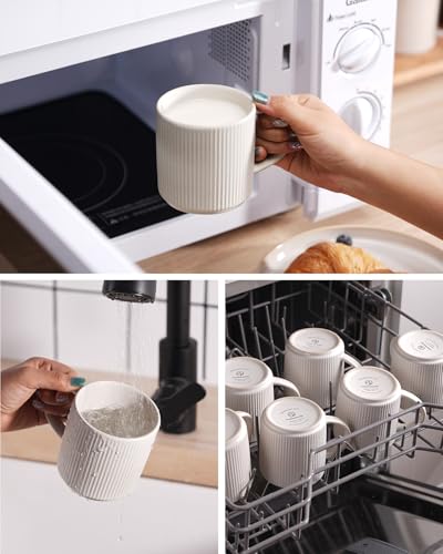 famiware Coffee Mug Set of 4, Star 12 oz Ceramic Mugs Cups Set with Handle - color: Star-Matte White, size: 4 Count (Pack of 1)