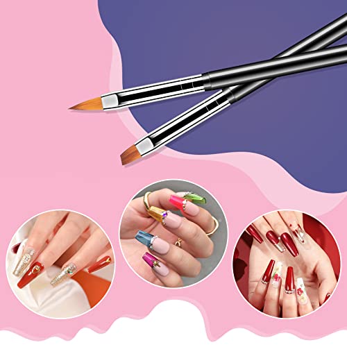 Artdone Nail Art Dotting Tools 6PCS Double-ended Brushes Kit Gel Polish - color: Black