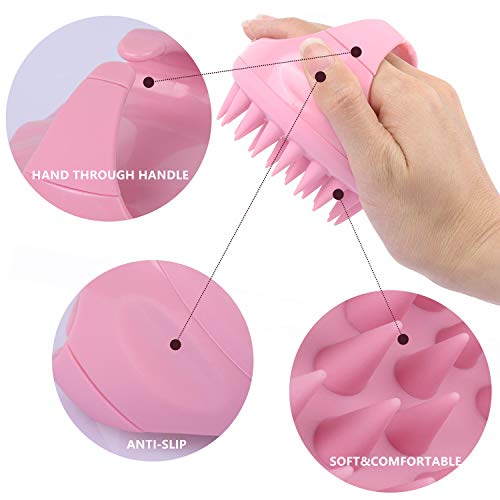 3 Pcs Silicone Scalp Massager & Shampoo Brush, Handheld Scalp Scrubber Cleansing Brush for Shower - color: 3 x Multi Color