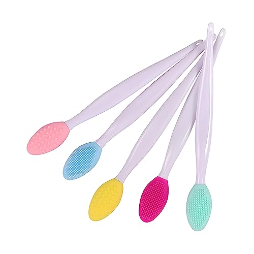 10pcs Silicone Scrub Lip Brush, Double Side Lip Exfoliating, Nose Clean Blackhead Removal Brushes With Lip Exfoliator Scrubber Tool Wash Face Cleansing Brush