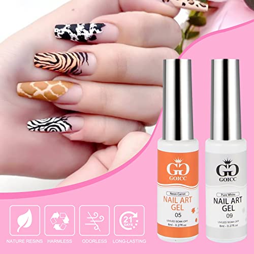 Gel Nail Art Polish Set with Thin Liner Brush for Nail Design 12 Colors