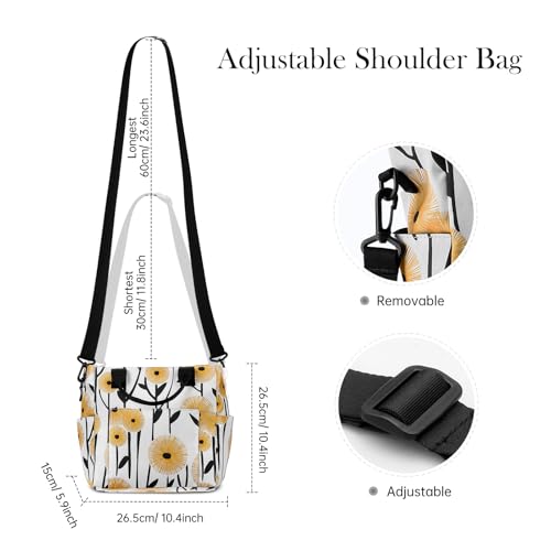 Crossbody Shoulder Bag for Women - Water Resistant Casual Handbag Purse with Multiple Pockets, Adjustable Strap - color: Dandelion