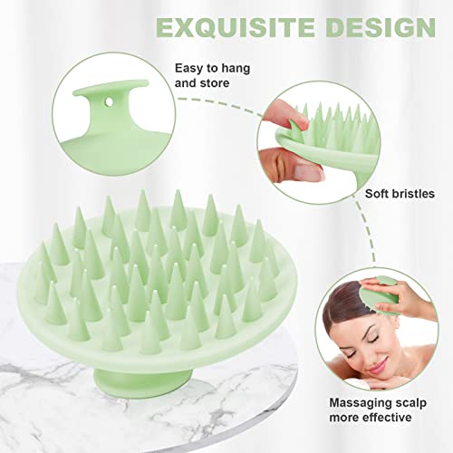 Meartchy Silicone Scalp Massager Shampoo Brush, Scalp Scrubber for Hair Growth (Grass Green) - color: Grass Green