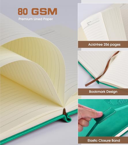 Biuwory Leather Journal Notebook,256 Thick Lined Pages,Hardcover 5.7"×8.3" - color: Blue, size: Lined-256 Pages (5.7"×8.3")