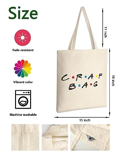 AUSVKAI Canvas Tote Bag Aesthetic Cute For Women College Grocery Bag Cotton Cloth Beach Totes Gift - color: Crap Bag