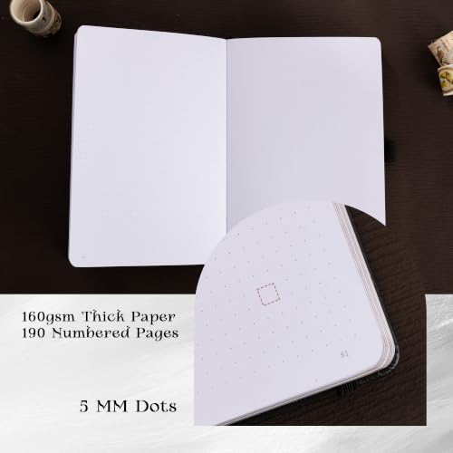 MGGAO Dotted Journal for Women Men, A5 Hardcover Dot Notebook - color: Black, size: Dotted