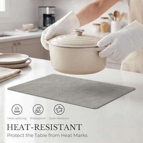 Romanstile Vinyl Placemats Set of 6, Reversible Faux Leather Wipeable Table Mats - color: Grey-light Grey, size: PCS8