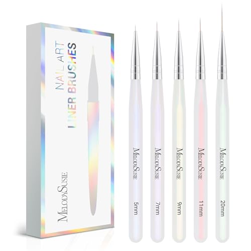 MelodySusie 5Pcs Nail Art Liner Brushes Sizes 5/7/9/11/20mm - size: 5 PCS