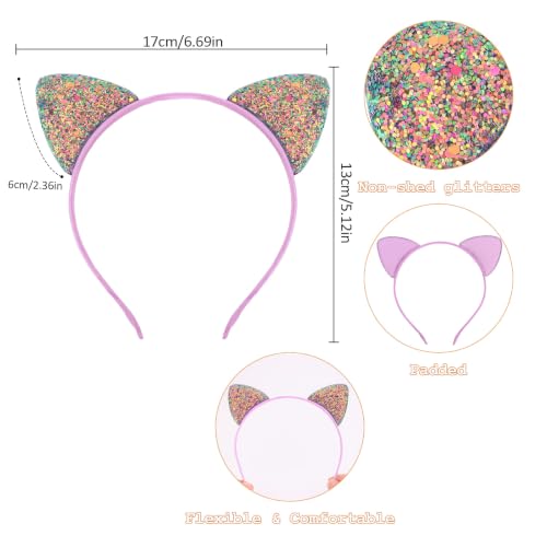Cat Ears Headband Mermaid Glitter Non Shed Kitty Ears - color: Mermaid Color