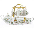 CHENP.HMC Porcelain Tea Cup Set 22-Piece Ceramic Coffee Tea Sets (Camellia) - color: White Green