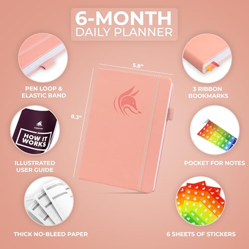 Clever Fox Daily Planner, Undated Professional & College Day, Peach Pink - color: Peach Pink (Undated)