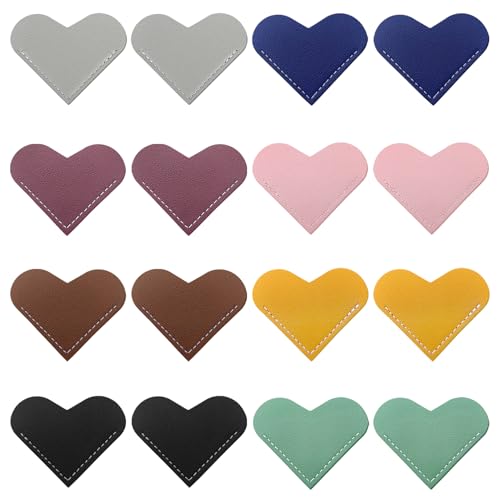 16Pcs Leather Heart Bookmarks for Women,Corner Book Marks for Book Lovers - style: 16 PCS