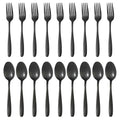 24PCS Forks and Spoons, Stainless Steel Black Spoons and Forks Set for 12 - color: Black