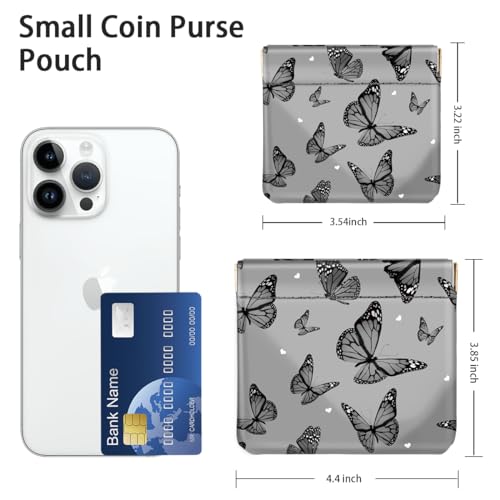 Squeeze Coin Purse Pouch Mini Coin Pocket Portable Change Wallet - color: Black Butterflies, size: Mini (3.54"x3.2")