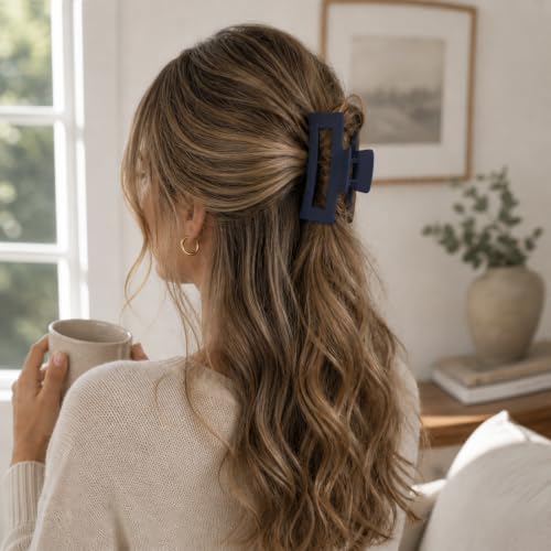 8Pcs Hair Clips and Scrunchies Set for Women (Navy Blue) - color: Navy Blue