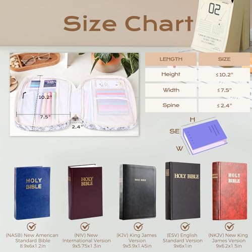 XKDOUS Bible Cover Case for Women Bible Bag Journaling Kit w/Study Supplies - color: Black, size: Large