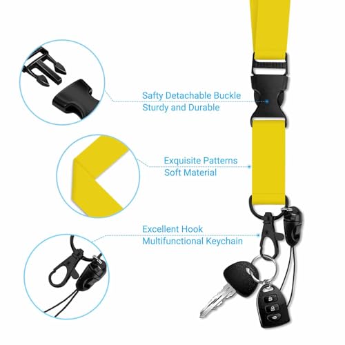 Badge Holder with Lanyard Yellow Badge Card Holder Plastic ID Badge Holder for Student Nurse Worker - color: Yellow