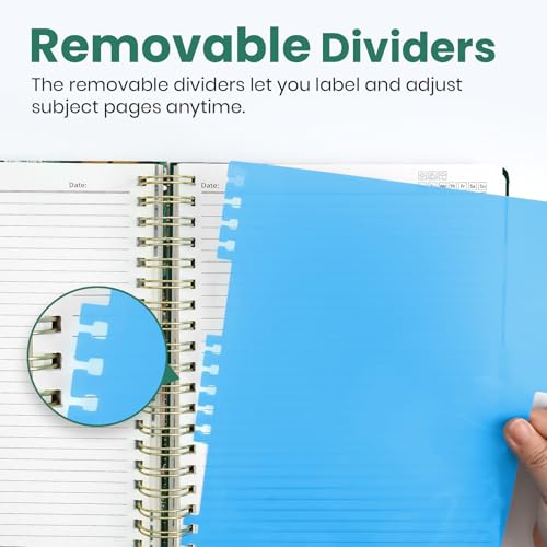 Taja Cute Large Spiral Lined Notebook for Work with 5 Removable Dividers - color: E-Butterfly