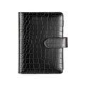 A5 6 Ring Binder Cover Crocodile - Large PU Leather Notebook Binder with Hidden Snap Buckle, Refillable Budget Planner, Black - color: Black, size: A5