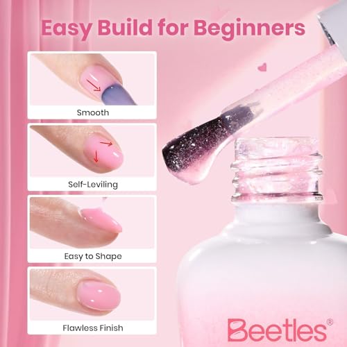 Beetles Builder Gel Nails Kit with UV Lamp, Pink Building Gel - color: C-Blush Charm