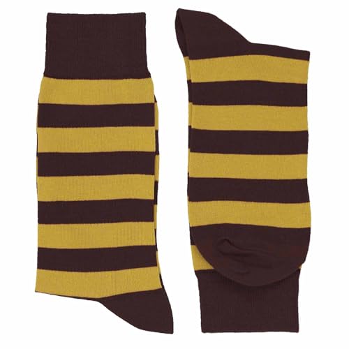 tiemart Men's Socks, Fits Men's Shoe Sizes 8-12 - color: Brown and Gold Striped