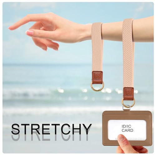 Fishent Stretchy Key Chain, Cute Keychain Wristlet, Upgraded Woven Wrist Lanyard for Keys, Key Chains for Women Men Car Keys ID Badges Card Wallet Phone, Pink Sands - color: Pink Sands