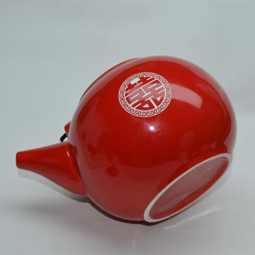 Chinese Teapot 28oz Porcelain Tea Pot Red (Double happiness Teapot) - color: Double happiness Teapot