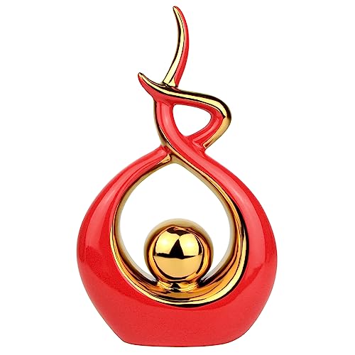 Norrclp Home Decor Modern Abstract Art Ceramic Statue Table Decor (Small) - color: Red and Gold, size: Small