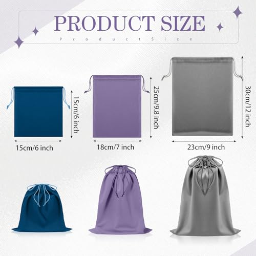 20 Pcs Satin Game Storage Bags for Women Men, S,M,L, Blue and Purple - color: Blue and Purple, size: S,M,L