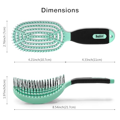 NuWay® DoubleC® Scalp Care Hair Brush – Patented Double Curve Design for Scalp Massage, Vented Blow-Dry Styling, Wet & Dry Hair, All Hair Types (Mint Green) - color: Mint Green