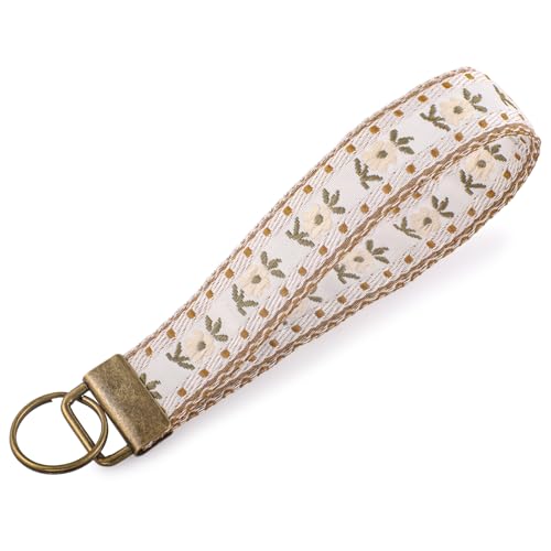 LNKRE JEWELRY Womens Embroidered Wristlet Keychain, Cute Key Chain Lanyard - color: Bronze