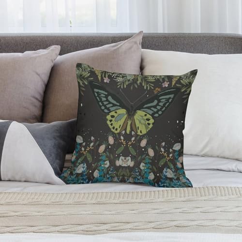 Mysterious Wildflower Butterfly Pillow Covers Spring Night Gothic Garden Floral Home Decor Sofa Bedroom Cushion Outdoor Indoor Decorations 16 "x16 - color: Butterfly-7, size: 16" x 16" (Pack of 2)