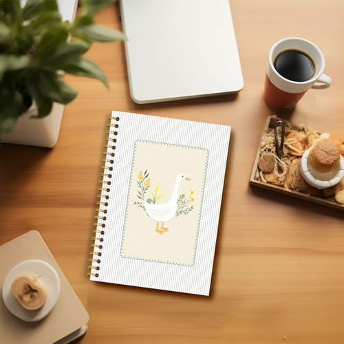 Guymn Sage Green Floral Goose Notebook, Cottagecore Flower Goose Journal for Kids Girls, Geese Animal Lover Gifts Hardcover Spiral Notebooks Journals 5.5x8.3 Inch - color: Section 13