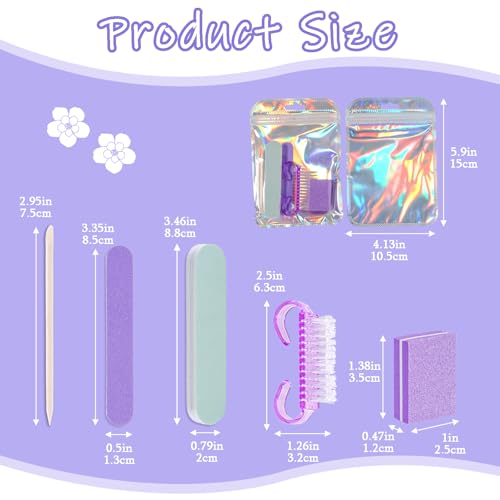 50 Set Disposable Manicure Kit Set, Press On Nail Tool Kit (Purple-50pcs) - color: Purple-50pcs