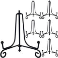 HENABLE 6PCS Premium Black Iron Plate Stands for Display 4 Inch, Decorative Solid Metal Plate Holders for Displaying, Mini Easel, Frame, Book, Card, Plaque, Bowl, Picture Stands for Display - size: 6PCS 4IN
