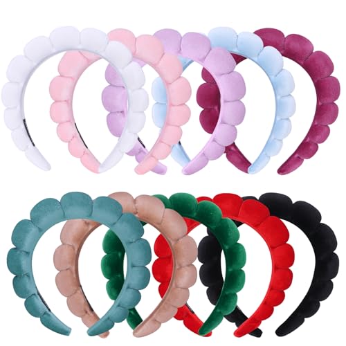 10 Pcs Velvet Cloth Spa Headbands for Women - Soft Hair Band for Makeup Application, Face Wash, and Beauty Routines - color: Velvet Cloth