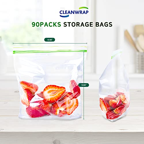 Clean Zipper Bag Medium 90 Bags, LDPE, BPA FREE, Food Storage Bags, Freezer Bags - size: 90 Counts (90 Medium)