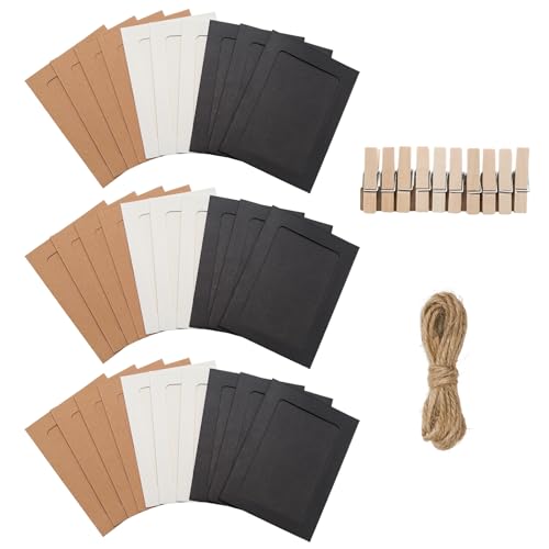 30Pcs 4x5Inch 3colors Paper Photo Frames with String & Clips - color: 3 colors, size: 4x5inch