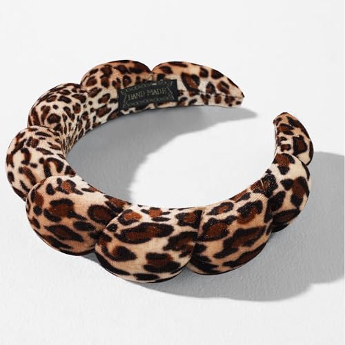Ayesha Spa Headband for Washing Face Makeup Skincare Soft Sponge Hair band - color: leopard