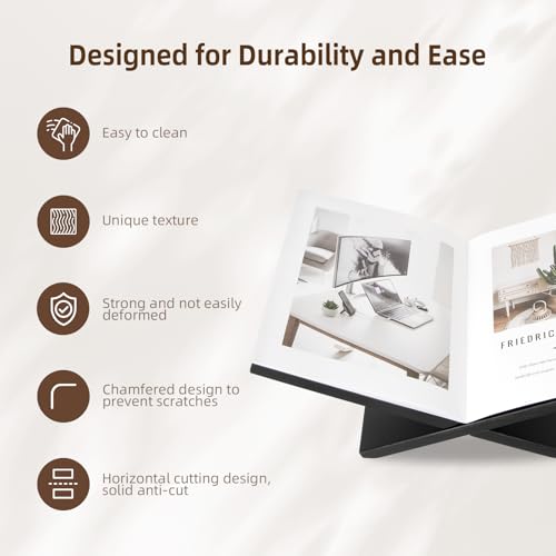 PUERSI Open Display Stand, Wooden Large Book Holder, Coffee Table Stand - color: Black